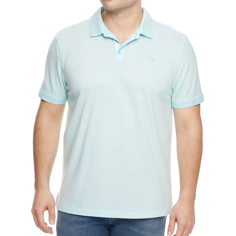 Calvin Klein Light Blue Patterned Polo Shirt